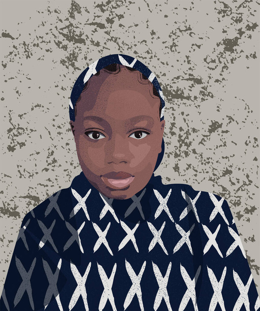Retrato de uma bela jovem africana em um fundo textura concreta
 - Vetor, Imagem