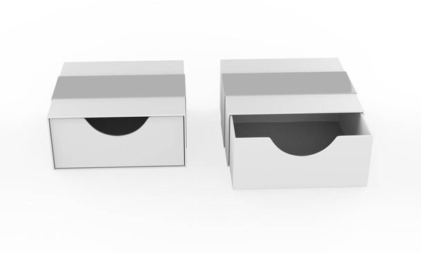 Modèle de maquette de boîte en carton dur vierge, illustration 3D. - Photo, image