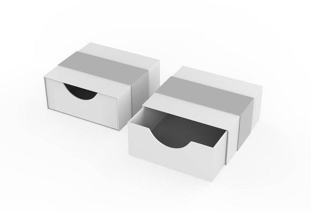 Blanco harde kartonnen doos modelleren template, 3D-illustratie. - Foto, afbeelding