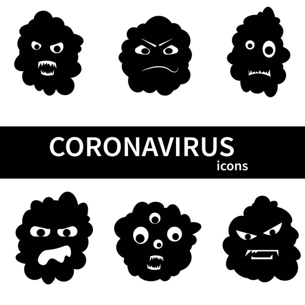 COVID-19. Coleção de imagens de vírus. Célula do Coronavírus na China, Wuhan. Ilustração vetorial
 - Vetor, Imagem