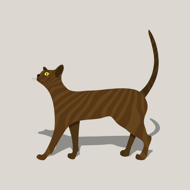 Ilustração vetorial com gato de gengibre bonito no fundo bege
.  - Vetor, Imagem