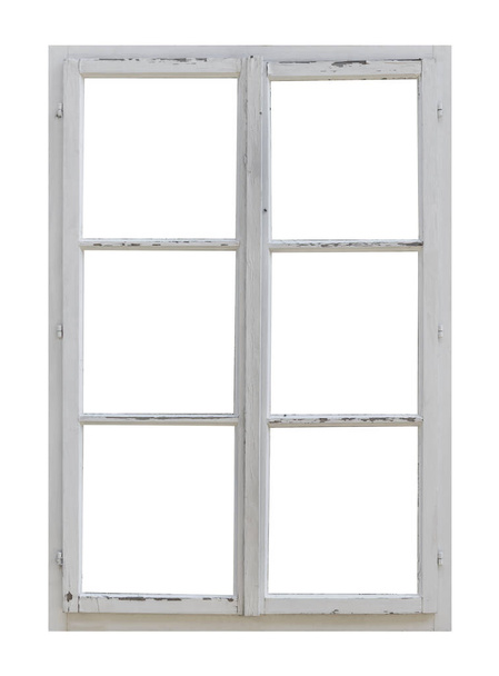 Vintage puinen ikkuna valkoisella taustalla - Valokuva, kuva