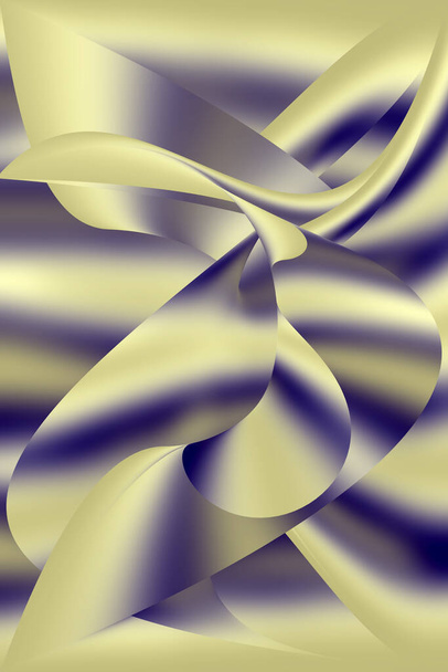Abstraktes Rastermuster mit verzerrten Metalloberflächen in goldenen Farben. 3D-Effekt. - Foto, Bild