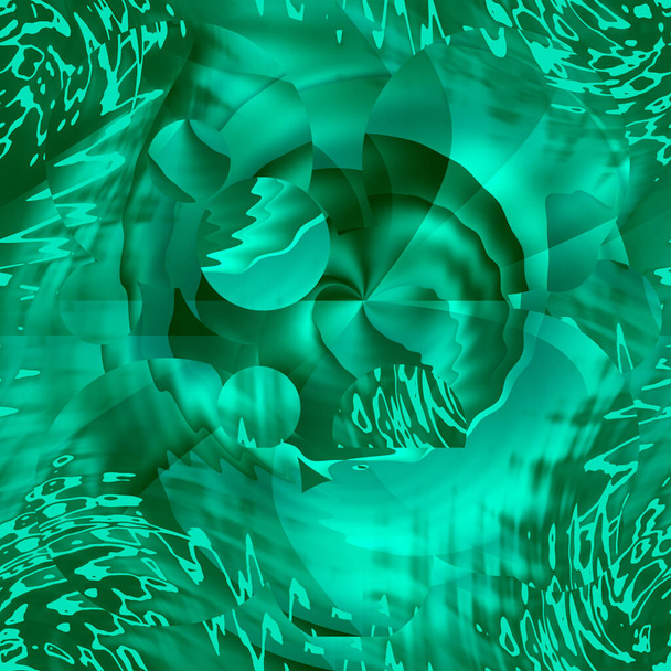 Abstract seamless raster pattern with swirling elements in green colors. 3D effect. - Photo, Image