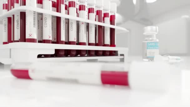Animacja 3D. Próbka krwi koronawirusa 3D animacja medyczna. Pozytywny wynik testu na obecność COVID-19 - Materiał filmowy, wideo