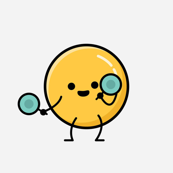Un'illustrazione di Carino giallo Emoticon mascotte personaggio vettoriale in stile design piatto - Vettoriali, immagini