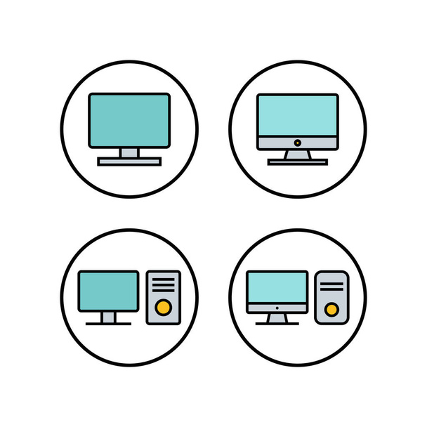 Computer icons set. PC Icon vector. Computer monitor icon. Flat PC symbo - Vector, Image