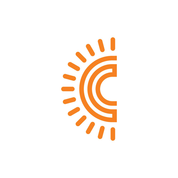 lettre c soleil géométrique ligne logo vecteur - Vecteur, image