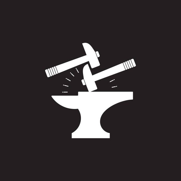 spark iron hammer blacksmith symbol logo vector - Vector, Image