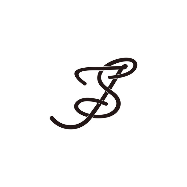 letter js needle thread loop lines logo vector - Vector, Image
