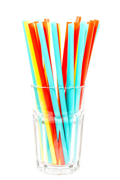 colorful straws isolated on white background - Photo, Image
