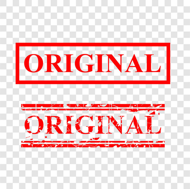 Original, sello de goma roja de 2 rayas de estilo, en fondo de efecto transparente
 - Vector, Imagen