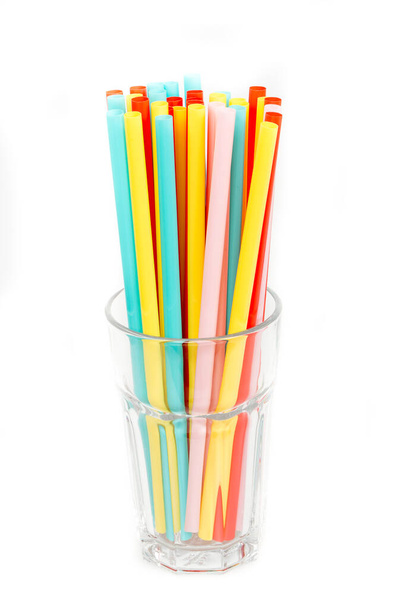 colorful straws for drink on white background - Photo, image