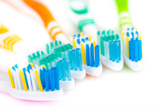 dental toothbrushes on white background.   - Фото, изображение