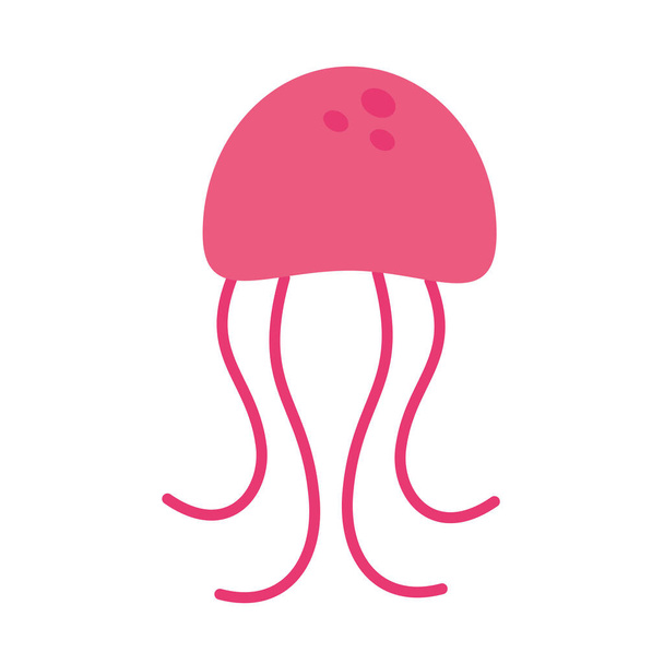 sea jellyfish flat style icon vector design - Vector, Image