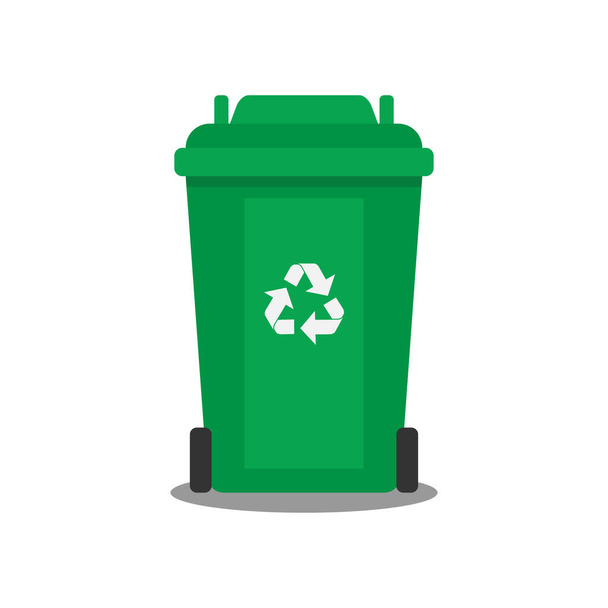 Green bin icon, bin with recycle waste symbol, vector, illustration.  - Vector, Image