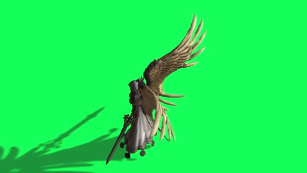 Анімація Ангела Смерті з мечами в руках на зеленому екрані  - Кадри, відео