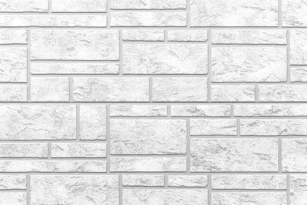 Beyaz modern taş duvar deseni ve arkaplanı pürüzsüz. - Fotoğraf, Görsel