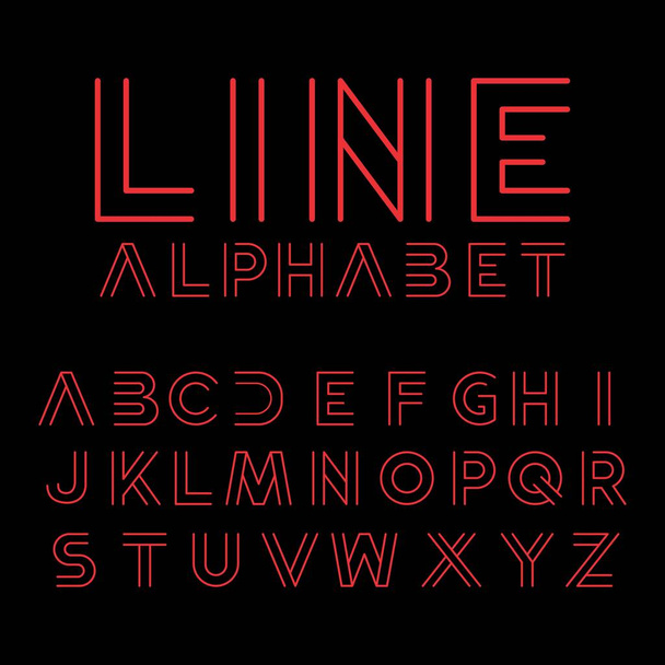 Modern typography line alphabet fonts set - Vector, Image