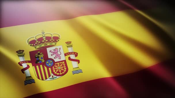 4k Spain National flag wrinkles wind in Spanish seamless loop background. - Footage, Video