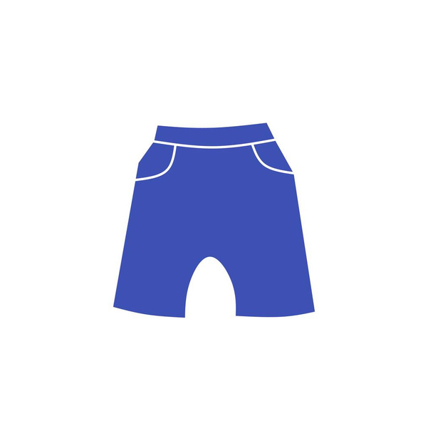illust e shorts vetoriais em azul com dois bolsos de bolso à direita e à esquerda de isolamento branco
 - Vetor, Imagem