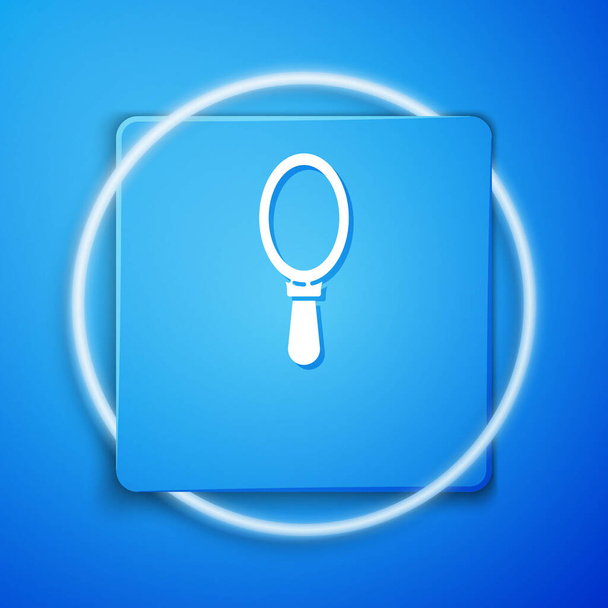 White Hand mirror icon isolated on blue background. Blue square button. Vector Illustration. - Vector, Image
