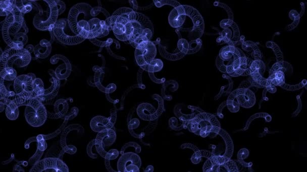 Energiamező animáció. Kék és lila plexus szerkezet organikus mozgás és villogó fények a háttérben. - Felvétel, videó