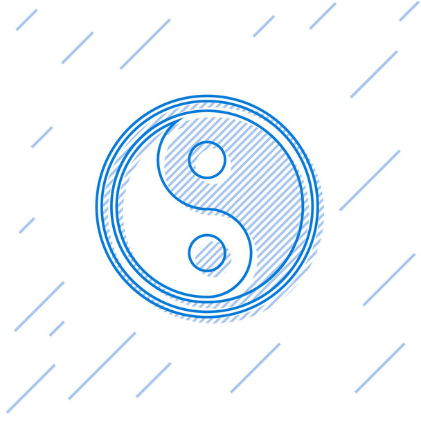 Ligne bleue Yin Yang symbole d'harmonie et icône de balance isolé sur fond blanc. Illustration vectorielle. - Vecteur, image