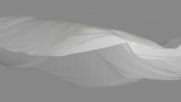 4k Fehér hullámos selyem szövet a szélben, zökkenőmentes hullámzó zászló ruha hurok háttér. - Felvétel, videó