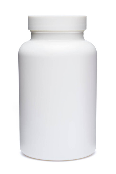 white plastic medicine vial can jar isolated on white background - Fotografie, Obrázek