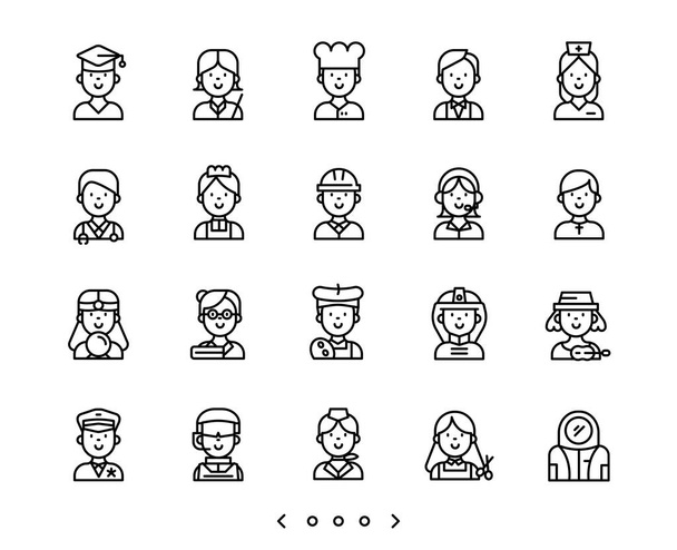 people occupation line icon set vector - Vector, Image