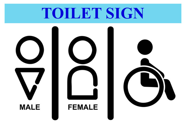 Jednoduchý vektor, ikona styl, toaletní značka pro muže, ženy a handicap - Vektor, obrázek