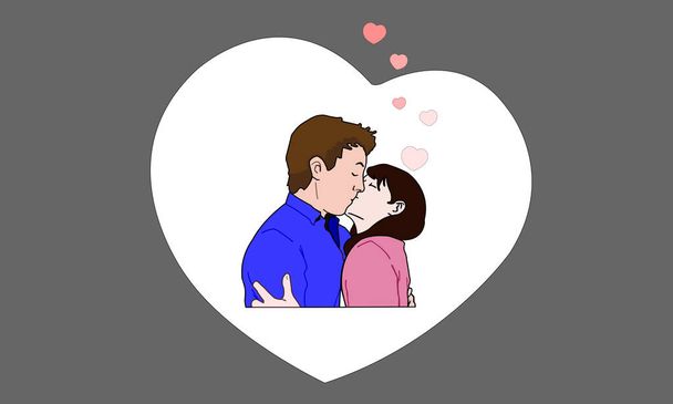 Loving couple romantic kissing.Showing love and passion for each other. - Vector, Image