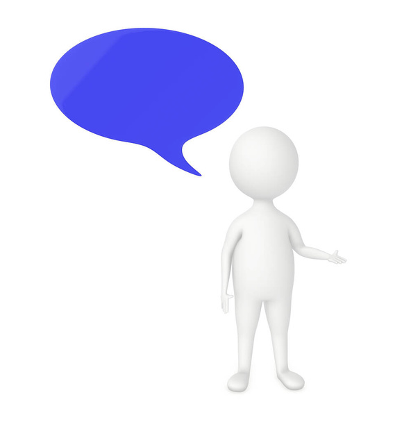 3d character, speech bubble in white isolated background - 3d rendering - Photo, Image