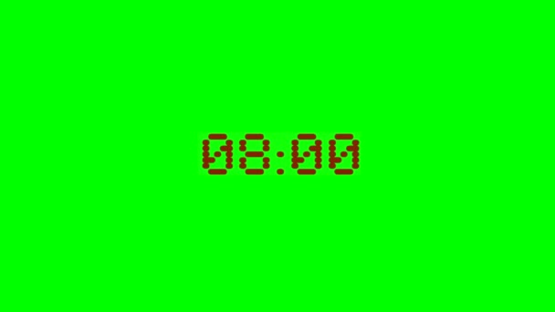 Odliczanie 10 sekund przed eksplozją. Czerwony zegar jest izolowany na zielonym tle. Animacja 2d. Klucz chromowany. - Materiał filmowy, wideo