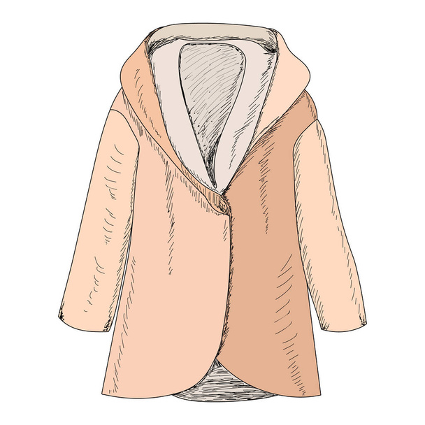 white background. female fashionable coat, autumn, brown - Vettoriali, immagini