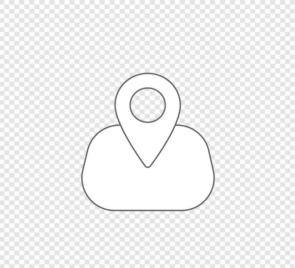 Posizione, icona marcatore mappa grigio piatto vettoriale illustrazione su sfondo isolato. Ricerca e compilazione percorso - Vettoriali, immagini