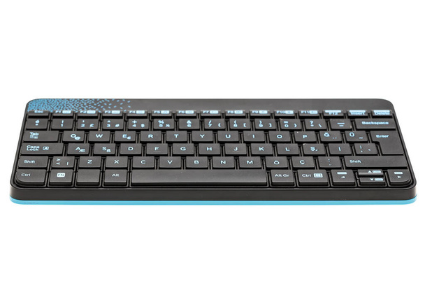 close-up view of computer keyboard on  white background - Zdjęcie, obraz