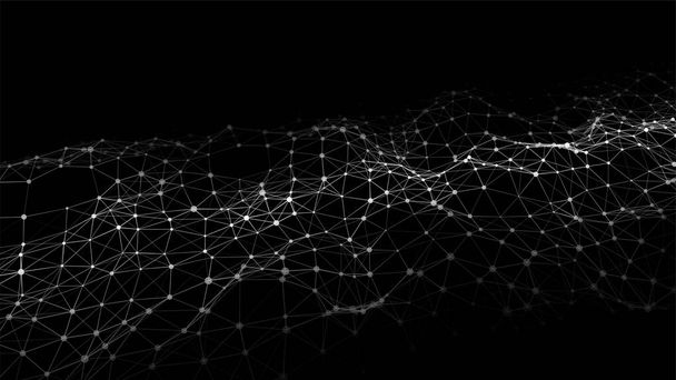 Network concept with lines and dots. Abstract connection dots and lines. Concept abstract connection points and lines. Particle wave on black background. - Vector, Image