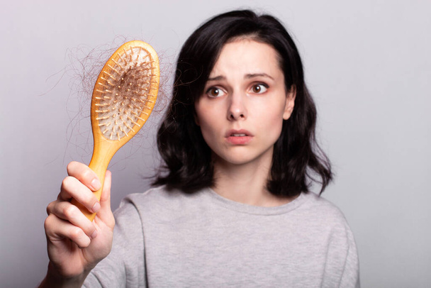 Hair loss in women, tangled hair thin women - Photo, Image