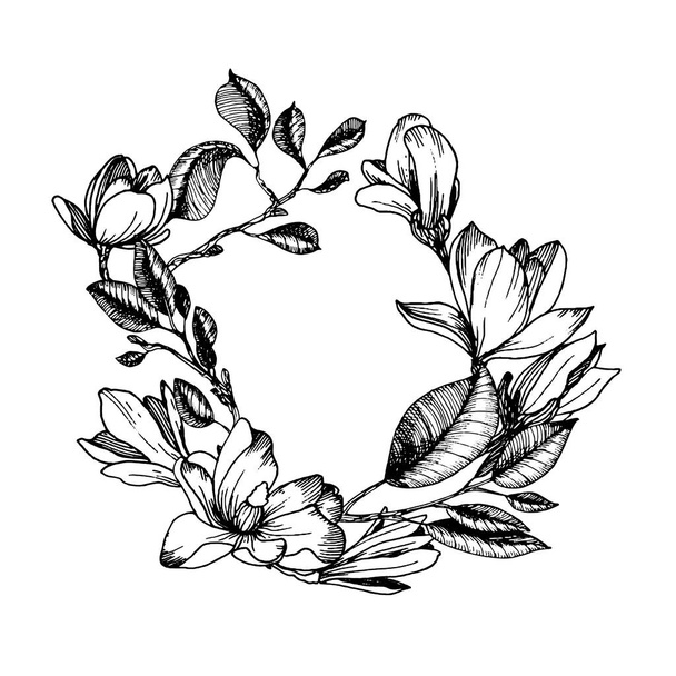 Wreath in engraving style - Vector, Image