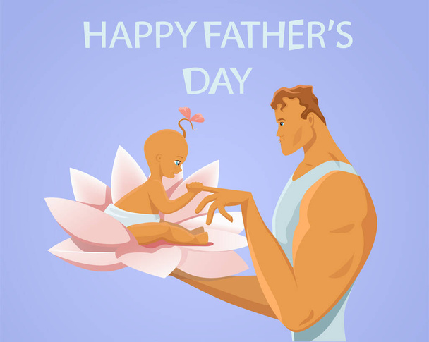 Boldog Apák Napja vektor lapos design üdvözlőkártya illusztráció. - Vektor, kép
