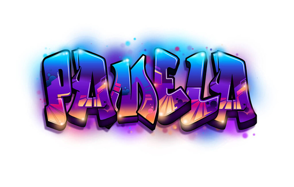 pamela Graffiti Nombre Diseño de texto
 - Foto, Imagen
