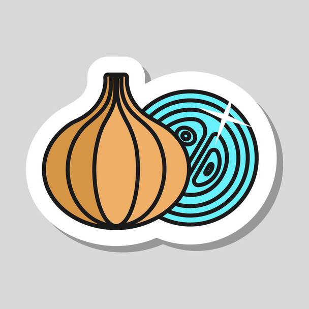 Zwiebelvektorsymbol. Grill und Grill Zeichen. Gemüse. Grafiksymbol zum Kochen von Webseiten und Apps Design, Logo, App, UI - Vektor, Bild