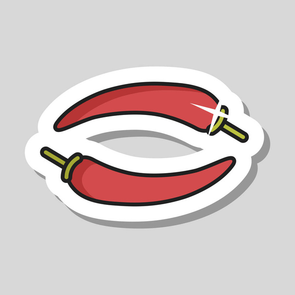 Rote Chilischoten Vektor-Symbol. Grill und Grill Zeichen. Gemüse. Grafiksymbol zum Kochen von Webseiten und Apps Design, Logo, App, UI - Vektor, Bild