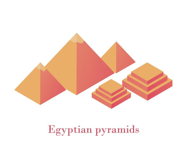 Mısır piramitleri izometrik. Eski dünya harikası kompleksi üç piramit Giza sarı blokları. - Vektör, Görsel