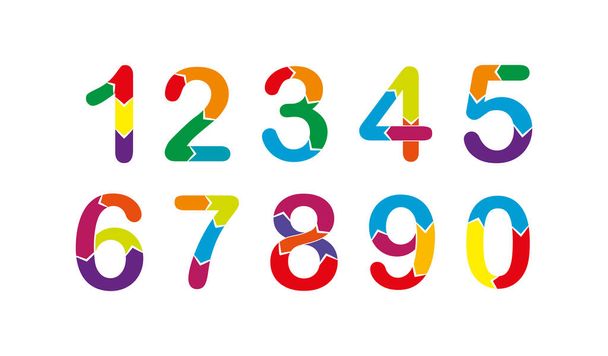 Numeroita. joukko yksinkertainen väri vektori kuvakkeet eristetty valkoisella taustalla leikekirja, tarroja ja opettavaisia pelejä - Vektori, kuva