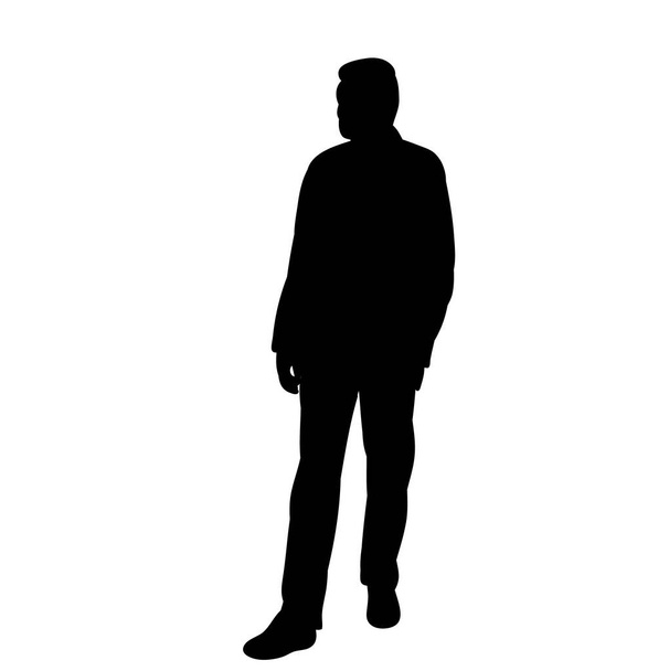 isolated silhouette man alone walking - Vector, Image