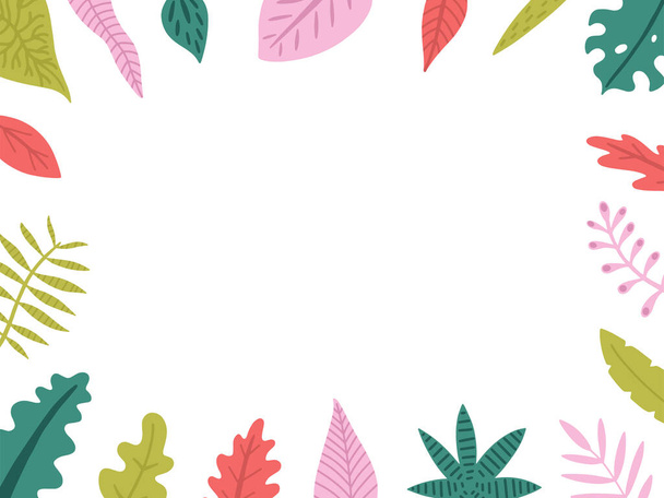 frame with exotic leaves - Vector, Image