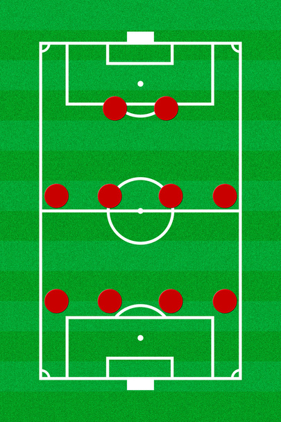 Diseño de campo de fútbol con formación 4-4-2
 - Foto, imagen